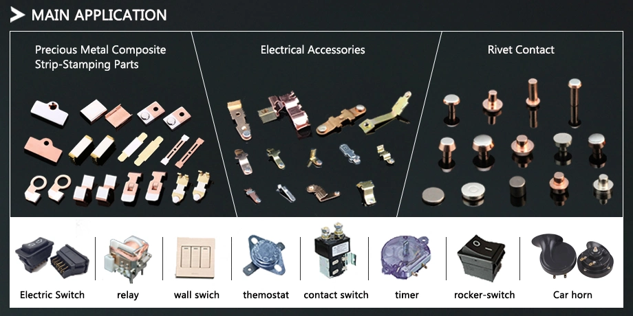 Electrical Silver Contact Point Cu Agsno2 Bimetal Silver Contact Rivets